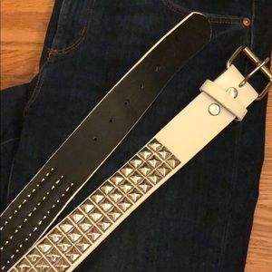 White studded belt